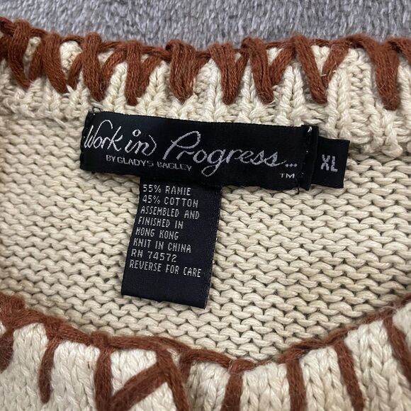 Work in Progress Cardigan Sweater XL Animal Print Sequins Colorful Art-to-Wear - Picture 4 of 8